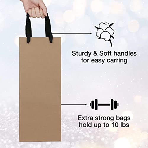 Aimyoo Large Brown Wine Bottle Bags Bulk 6x5x15 inch, 10 Pack Kraft Paper Gift Bags with Handles for Wedding Festival Retail - color: Brown - 6x5x15 inch, size: 1 Count (Pack of 10)
