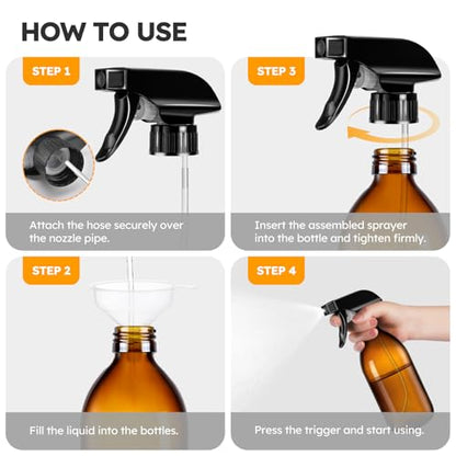 Tecohouse 360° 16 OZ Amber Glass Spray Bottles 2 Pack - color: Amber