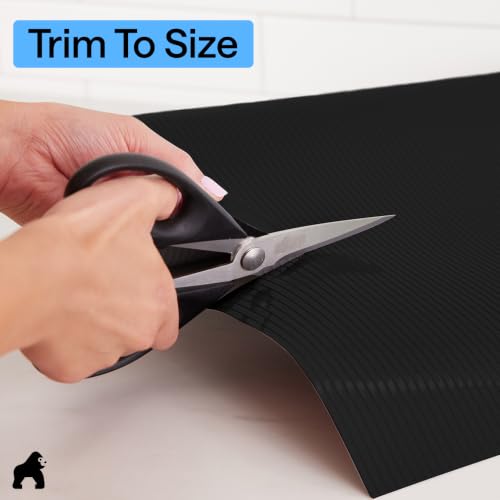 GORILLA GRIP Shelf Liner, Non-Adhesive Cabinet Liners, 17.5"x20' Jet Black - color: Black Onyx (Ribbed), size: 17.5" X 20'