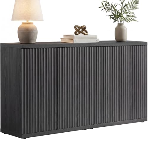 SICOTAS Buffet Cabinet with Storage Sideboard Cabinet with Doors & Shelves - color: Dark Grey Alder, size: 2 Pieces