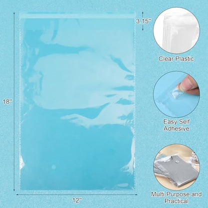 Epakh 200 Pcs Clear Plastic Shirt Bags with 3500 Stickers, 12 x 18 Inch - size: 12 x 18 Inch