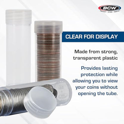 BCW Coin Tubes for US Pennies - 10ct | Holds "Lincoln" Penny | Durable Plastic Tube Coin Holders | Coin Collecting Supplies | Penny Coin Tubes