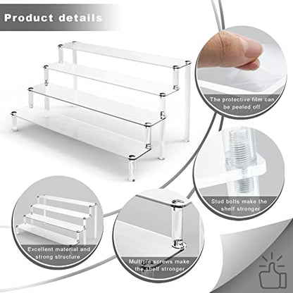 2 Pack 4 Tier Clear Acrylic Display Risers Stand Shelf