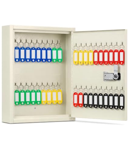 KYODOLED Key Box, 40-Key Lock Box with Combination Lock, Wall Mount, White - color: White-01