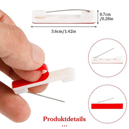 100 White Plastic Safety Bar Pins, Self-Adhesive, 1.46 Inch