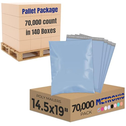 Metronic Poly Mailers 14.5x19 70,000 Pack Large Shipping Bags for Clothing Mailing Bags with Strong Self-sealing Adhesive Waterproof and Tear-Proof Shipping Bags Bulk in Blue - color: Blue, size: 14.5x19 70,000PC