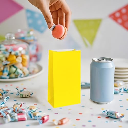 KEYYOOMY Mini Yellow Paper Bags Paper Lunch Bags (50 CT, 3.5x2.4x7.1 in) - color: Yellow, size: 3.5x2.4x7.1 in - Mini
