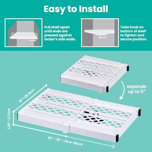 LockerMate Adjust-A-Shelf Locker Shelf, School Organizer, White - color: White