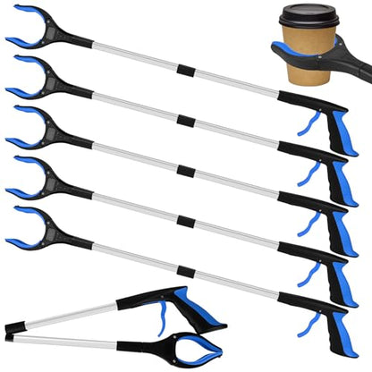 Foldable Grabber Reacher Tool 32 Inch, 6-Pack Heavy Duty Trash Picker Upper - color: Blue, size: 6