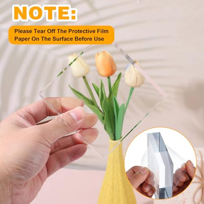 4 Pcs Acrylic Display Block, 4 x 4 x 1 Inch Clear Polished Square Cube Riser Pedestal Stand for Jewelry Rings Cake Perfume Ornaments Collection