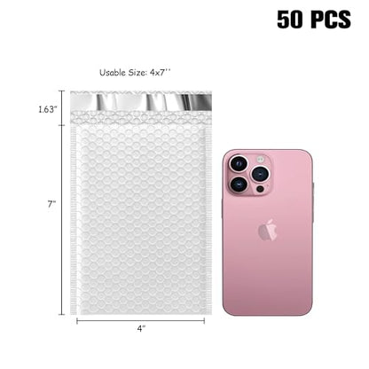 JinRuiKJ Thank You Bubble Mailers 4x8" 50 Pack, Padded Envelopes, Strong Adhesion Padded Mailers, Cushioning Padded Shipping Envelopes for Jewelry, Makeup - White - color: White, size: 4x8" 50Pcs