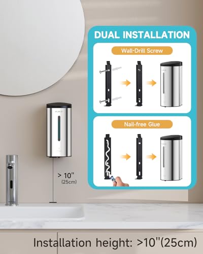 AIKE Automatic Liquid Soap Dispenser,25oz Capacity for Bathroom,Polished - color: Polished Stainless Steel