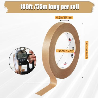GEYYANG Brown Kraft Tape, 3/5in x 180ft Self Adhesive Frame Backing Tape