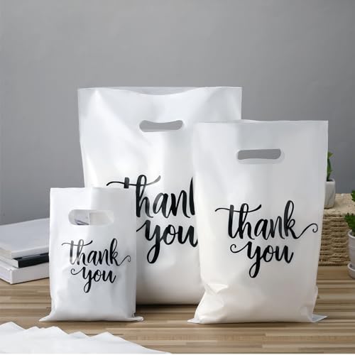 Eersida 200 Pcs Thank You Bags for Small Business, White - color: White