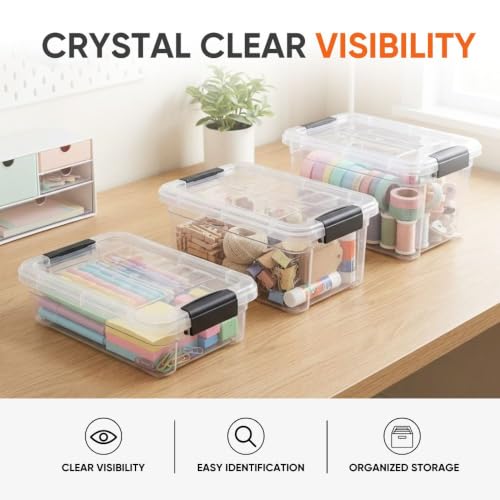 Superio 1.05 Quart Mini Clear Plastic Storage Container with Lid, Stackable Small Organizer Box for Crayons, Art Supplies, Beads, Sewing, Stationery & Food Storage, 2 Pack - size: 1.05 Quart