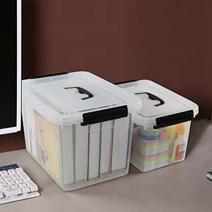 2 Packs Clear Storage Boxes, 12 Quarts & 6 Quarts Latching Bins Tote - size: 6 Quart & 12 Quart