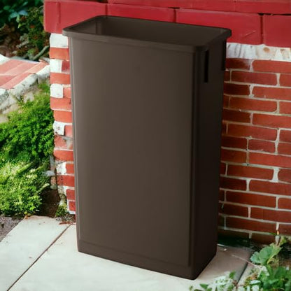 23 Gallon Brown Slim Tall Plastic Industrial Trash Cans for Kitchen and Restaurant - color: Brown, size: 23 Gallon