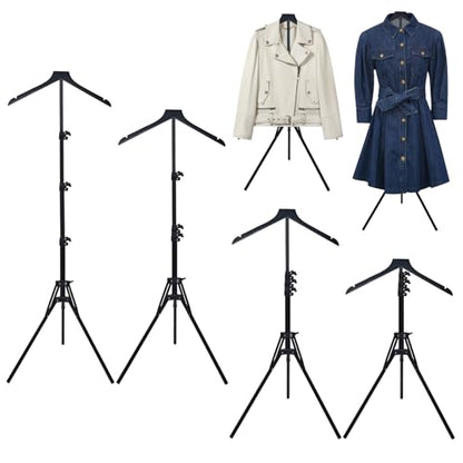 4 Pack Adjustable Shirt Display Stand 32-63 Inch with Sturdy Tripod Base - color: Black-4pcs