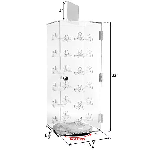 MOOCA Lockable Rotating Acrylic Sunglasses Display Case, 24 Frames