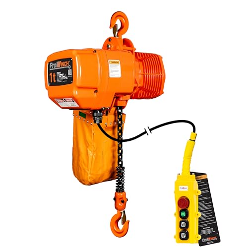 Prowinch 2200 Lbs 1 Ton Electric Chain Hoist 3 Phase 208V-240/440-480V -20 ft Lifting Height, H3 Duty Class, G100 Chain for Heavy-Duty Lifting, Warehouse & Industrial Use - size: 2200lb 1Ton