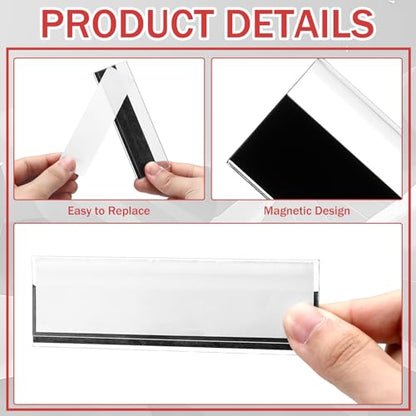 Fainne 50 Pcs Magnetic Shelf Label Holders, 1.25 x 4 Inches - size: 1.25 x 4 Inches
