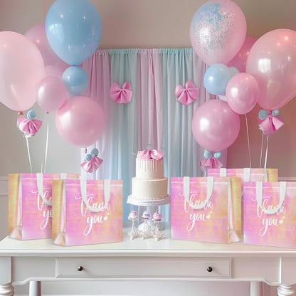 Sweetude 30 Thank You Non Woven Gift Bag, 11 x 12 x 5 Inch, Laser Pink - color: Laser Pink, size: 11 X 12 X 5 Inch