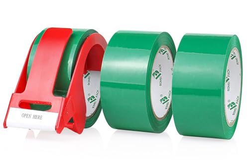 BOMEI PACK Green Packing Tape, 1.88 inches Wide,55yds Length per roll, 3 Rolls Heavy Duty Packaging Tape for Shipping Packaging Moving Sealing, 2.5Mil Thick Green Packing Tape - color: green