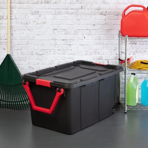 Sterilite Industrial Storage Tote w/Wheels for Garage, 40 Gallon, 4-Pack
