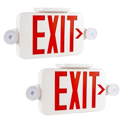 Gruenlich Exit Sign with Emergency Light, Battery Backup, 2 Pack - size: 2-pack