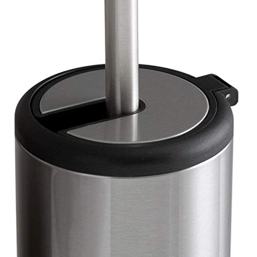 Bath Bliss Stainless Steel 2 Pack Self Closing Lid Toilet Brush and Holder, Finger Print Proof, Compact, Small Space, 6980-2PK, Silver