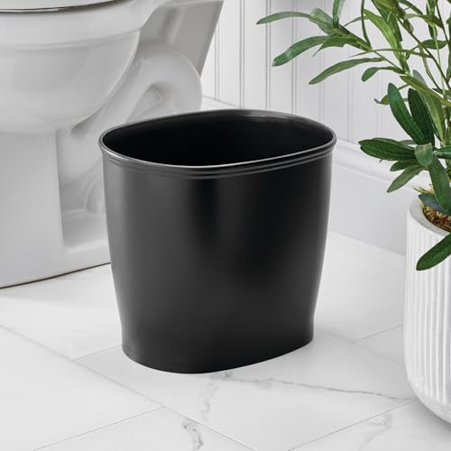 iDesign Slim Plastic Bathroom Trash Can, 2-Pack, Black - color: Matte Black, style: Pack of 2