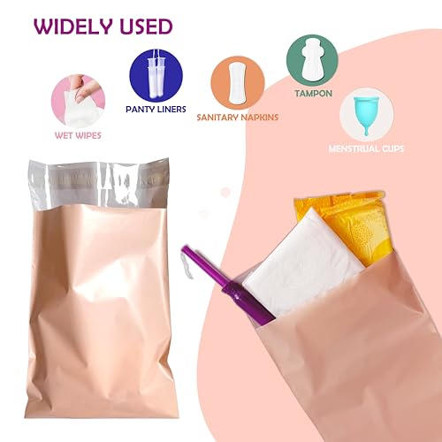 Sanitary Napkin Disposal Bags, 100 Pcs Disposable Sanitary Bag with Self-sealing Seals for Women, Personal Feminine Hygiene Disposal Bags - size: 1 Count (Pack of 100)