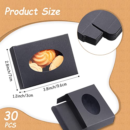 Spakon 30 Pcs Soap Boxes for Homemade Soaps 3.8 x 2.8 x 1.2 Inch Rectangle Soap Boxes with Window Small Gift Wrapping Box for Soaps Packaging Bakery Cookies Candy Party Favor Supplies(Black) - color: Black