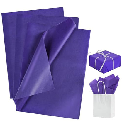 BEISHIDA 100 Sheets Dark Purple Tissue Paper Bulk, Wrapping Tissue Paper for Gift Bags, 14 x 20 Inch Gift Wrap for Halloween Birthday Graduation DIY Crafts Holiday Flowers - color: dark purple