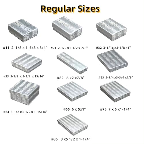 RJ Displays 6 Pack Cotton Filled Silver Foil Paper Cardboard Jewelry Boxes for Necklace, Bracelet boxes, Watch & Small Gifts box, Jewelry Gift Boxes Size 3 1/2" x 3 1/2" x 1" Inch - (Silver) - color: Silver
