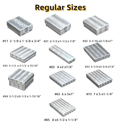 RJ Displays 6 Pack Cotton Filled Silver Foil Paper Cardboard Jewelry Boxes for Necklace, Bracelet boxes, Watch & Small Gifts box, Jewelry Gift Boxes Size 3 1/2" x 3 1/2" x 1" Inch - (Silver) - color: Silver