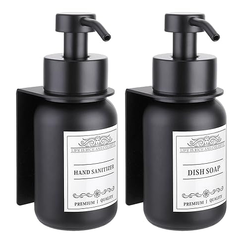 2 Pack Wall Mounted Soap Dispenser 8.5oz Refillable for Home & Hotel - color: Black Set of 2