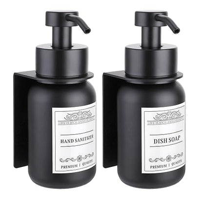 2 Pack Wall Mounted Soap Dispenser 8.5oz Refillable for Home & Hotel - color: Black Set of 2