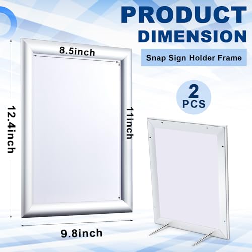Blulu 2 Pack Aluminum Snap Frame 8.5 x 11 Inch, Silver - color: Silver, size: 8.5 x 11 Inch