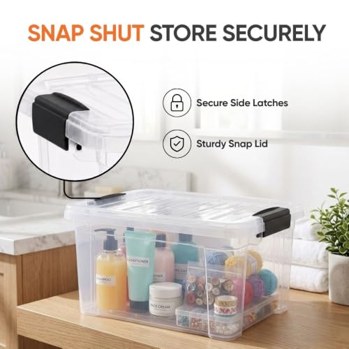 Superio 6.6 Quart Clear Plastic Storage Boxes with Lids, Stackable Organizer Containers, BPA-Free Storage Bins for Home, Office, School & Dorm, 2 Pack - size: 6.6 Quart