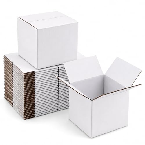 7x7x7 White Shipping Boxes, 25 Pack - size: 7x7x7 Inch