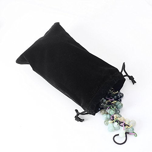 HRX Package 20pcs Velvet Bags 5x7 in for Jewelry Gift Packaging (Black) - color: Black