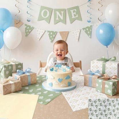 woric 120 Sheets Tissue Paper Bulk for Gift Bags 20 x 14 Inch - color: Sage Green Baby Shower