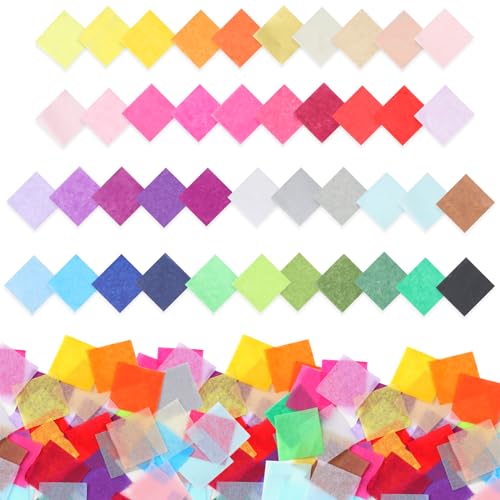 Phinus 6300 Pcs 1 Inch Tissue Paper Squares, Tissue Papers for Crafts, 42 Colors Art Rainbow Tissue Paper Bulk for Crafts, Art Projects, Birthday Party