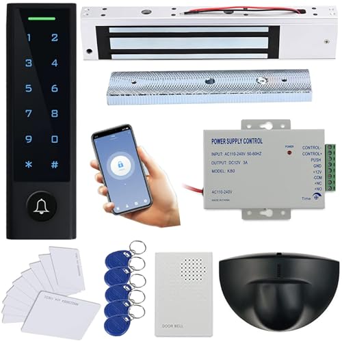 WiFi Remote Manage IP66 Watreproof Access Control Keypad 600lbs Magnetic Lock Request to Exit PIR Motion Sensor Smart Phone App Remote ADD/Delete User - style: Smart Full Kit with Exit Sensor