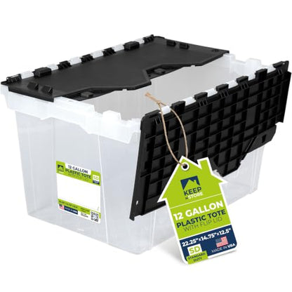 12 Gallon Clear Storage Tote with Flip Lid, Standard Duty, Pack of 1 - style: Pack of 1