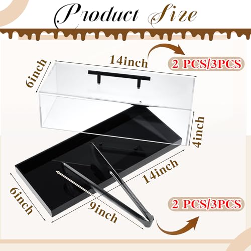 FoldTier 2 Pcs Acrylic Pastry Display Case, Bakery Dessert Tray, Black