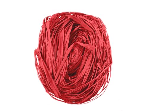 Raffia Long-Stranded Fiber for Arts and Crafts - Medium 2 Oz Bunch (Red) - color: Red