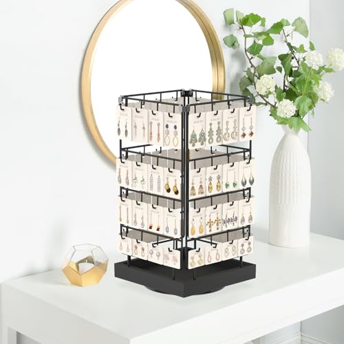 EsLuker.ly Rotating Earring Display Holder Stand for Vendors Selling, Black - color: Black+Black