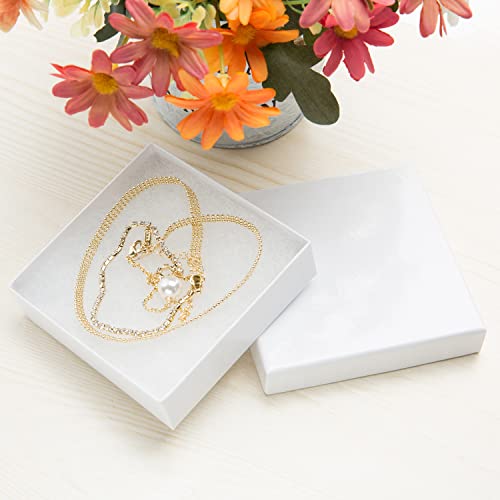 Magicool Hanger 96 Pack 3.5x3.5x1 Inch Cardboard Jewelry Boxes,Used for Necklaces,Bracelets,Earrings,Jewelry,Small Gift Packaging,Jewelry Gift Boxes with Lids and Filled with Cotton(White) - color: White, size: 3.5x3.5x1 Inch (Pack of 96)